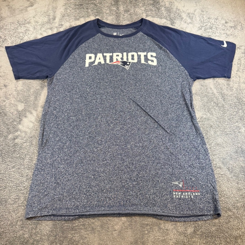 Nike New England Patriots NFL Mens Large Navy Blue Heather T-Shirt L‎